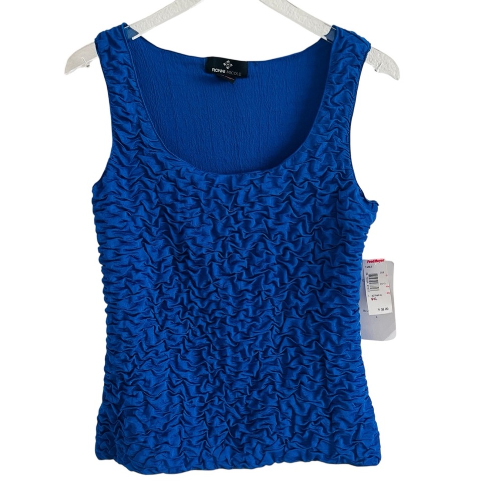 Ronni Nicole Blue Textured Women's Top